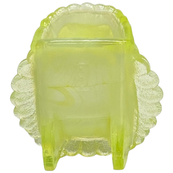 Boyd Glass Indian Head Toothpick Holder 1997 Lemon Custard Vaseline GLOWS  B443 - Picture 10 of 15